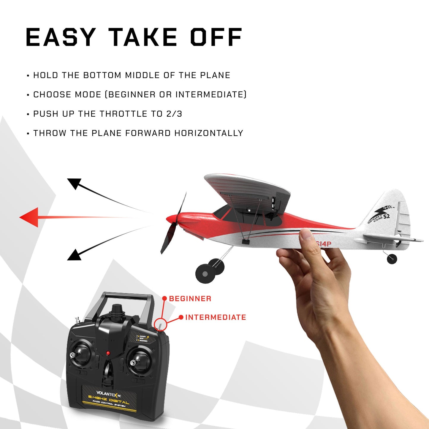 VOLANTEXRC Sport Cub 500 Ready To Fly Remote Control Airplane w/ Gyro Stabilizer