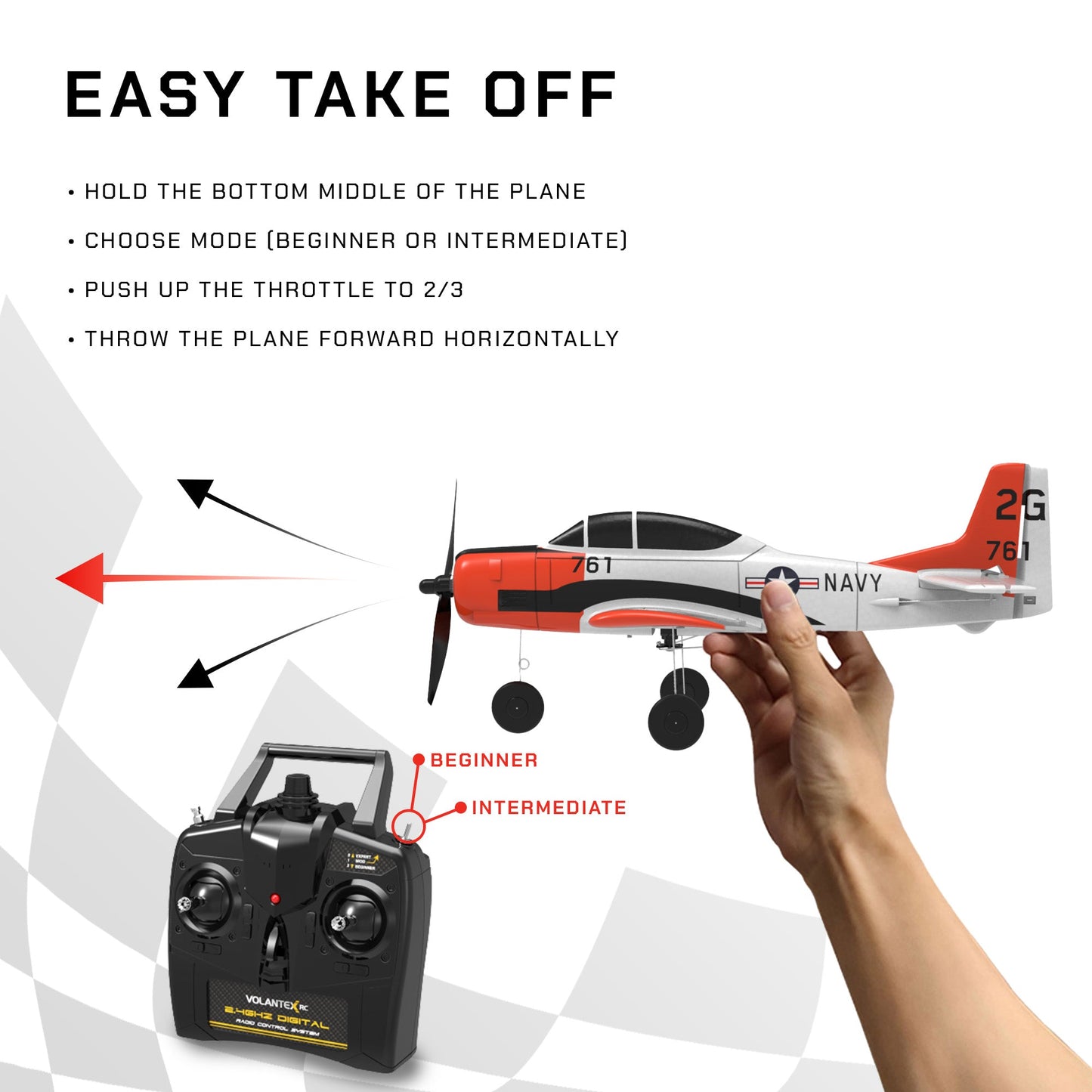 VOLANTEXRC T28 Trojan Ready To Fly Remote Control Airplane with Gyro Stabilizer