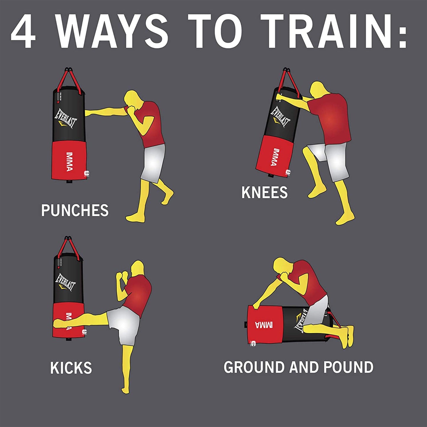 Everlast Omnistrike MMA 80 Pound Gym Boxing Punching Training Heavy Bag, Black