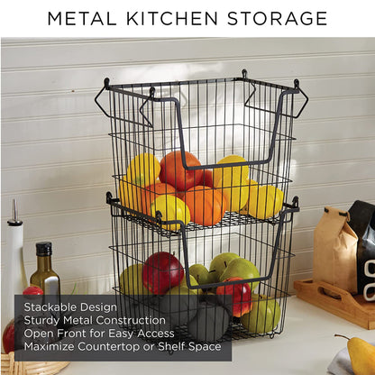 DII Design Imports Wire Mesh Stackable Utility Storage Bin, Large, Cool Gray