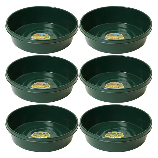 Little Giant 3 Gal Durable Flat Farm Livestock Feed Utility Pan, Green (6 Pack)