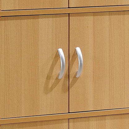 Hodedah 6 Door Enclosed Multipurpose Storage Cabinet for Home and Office, Beech