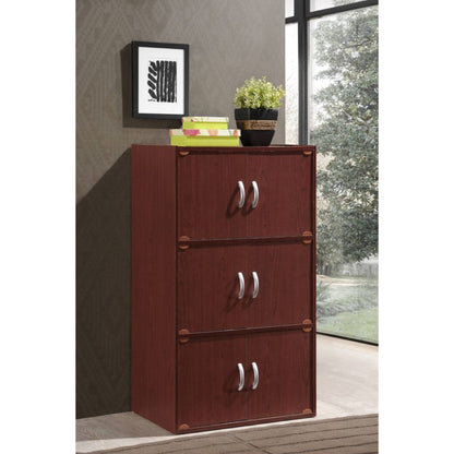 Hodedah 6 Door Enclosed Multipurpose Storage Cabinet for Home & Office, Mahogany