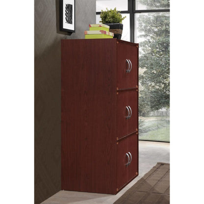 Hodedah 6 Door Enclosed Multipurpose Storage Cabinet for Home & Office, Mahogany