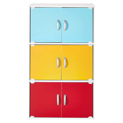 Hodedah 6 Door Enclosed Multipurpose Storage Cabinet for Home & Office, Rainbow