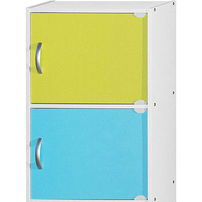 Hodedah 4 Door Enclosed Multipurpose Storage Cabinet for Home or Office, Rainbow