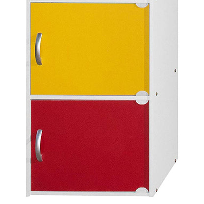 Hodedah 4 Door Enclosed Multipurpose Storage Cabinet for Home or Office, Rainbow