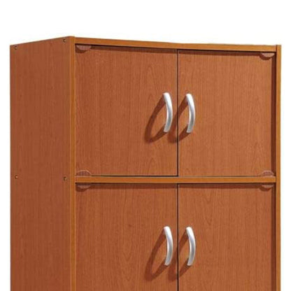 Hodedah 8 Door Enclosed Multipurpose Storage Cabinet for Home and Office, Cherry