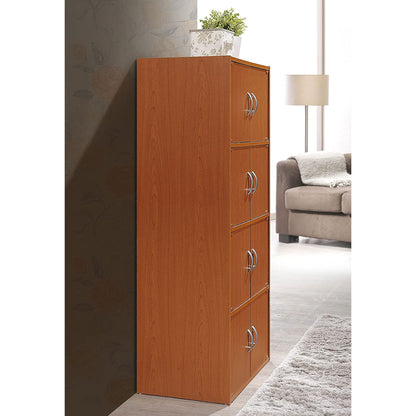 Hodedah 8 Door Enclosed Multipurpose Storage Cabinet for Home and Office, Cherry