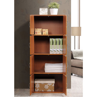 Hodedah 8 Door Enclosed Multipurpose Storage Cabinet for Home and Office, Cherry