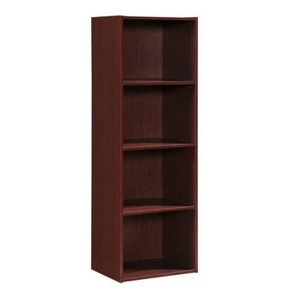 Hodedah 12 x 16 x 47 Inch 4 Shelf Bookcase and Office Organizer, Mahogany Finish