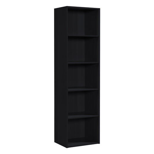 Hodedah 12 x 16 x 60 Inch 5 Shelf Bookcase and Office Organizer, Black Finish