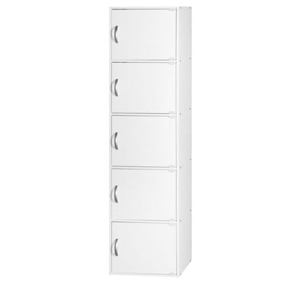 Hodedah 5 Shelf Home and Office Enclosed Organization Storage Cabinet, White