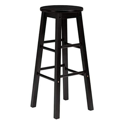 PJ Wood Classic Round-Seat 24 Inch Kitchen and Counter Stools, Black, Set of 2