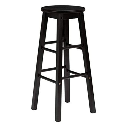 PJ Wood Classic Round-Seat 24 Inch Kitchen and Counter Stools, Black, Set of 2