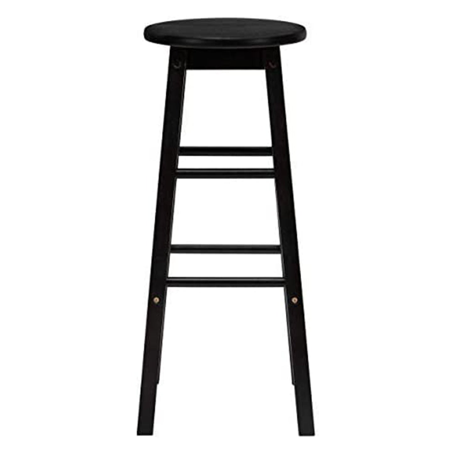 PJ Wood Classic Round-Seat 24 Inch Kitchen and Counter Stools, Black, Set of 2
