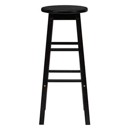PJ Wood Classic Round-Seat 24 Inch Kitchen and Counter Stools, Black, Set of 2