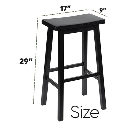 PJ Wood Classic Saddle-Seat 29 Inch Tall Kitchen Counter Stools, Black, Set of 2