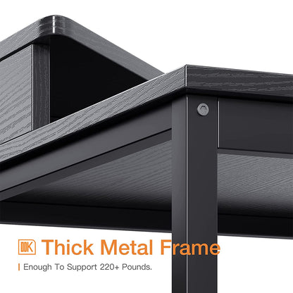 ODK Modern Triangle Corner Computer Writing Desk w/ Raised Monitor Stand, Black