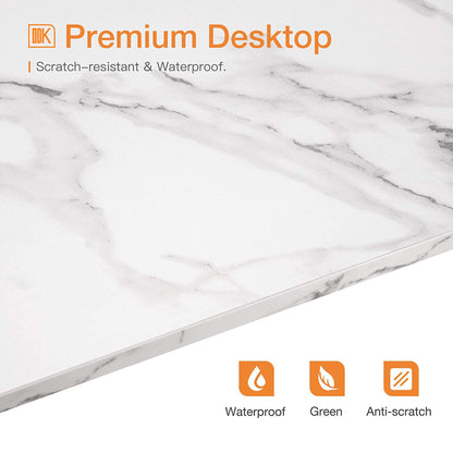 ODK Modern Triangle Corner Vanity Writing Desk with Large Drawer, Gold Marble