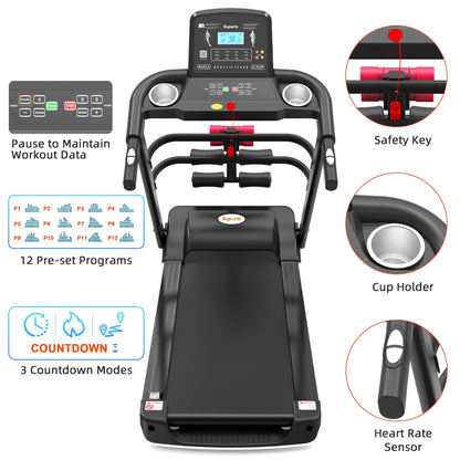 Ksports 16 Inch Wide Foldable Home Treadmill w/ Bluetooth & Fitness Tracking App