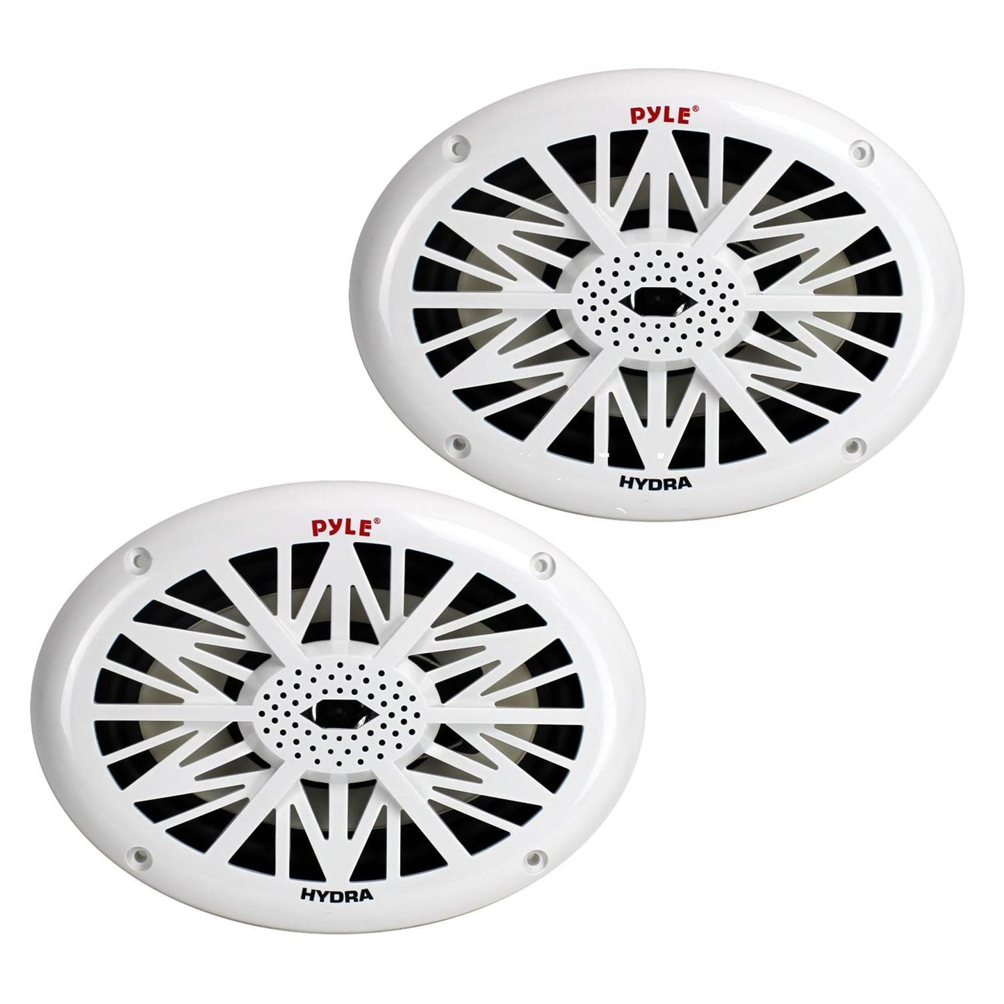 Pyle 260 Watts 4 Ohms Water Resistant 2 Way Boat Marine Speakers, White, 4 Pack