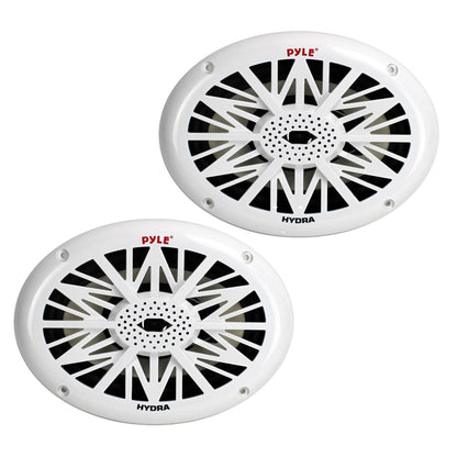 Pyle 260 Watts 4 Ohms Water Resistant 2 Way Boat Marine Speakers, White, 4 Pack