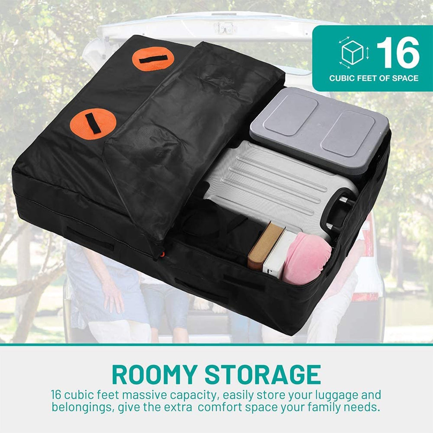 Smashier 15 Cubic Ft Heavy Duty Waterproof Car Rooftop Cargo Carrier Bag, Black