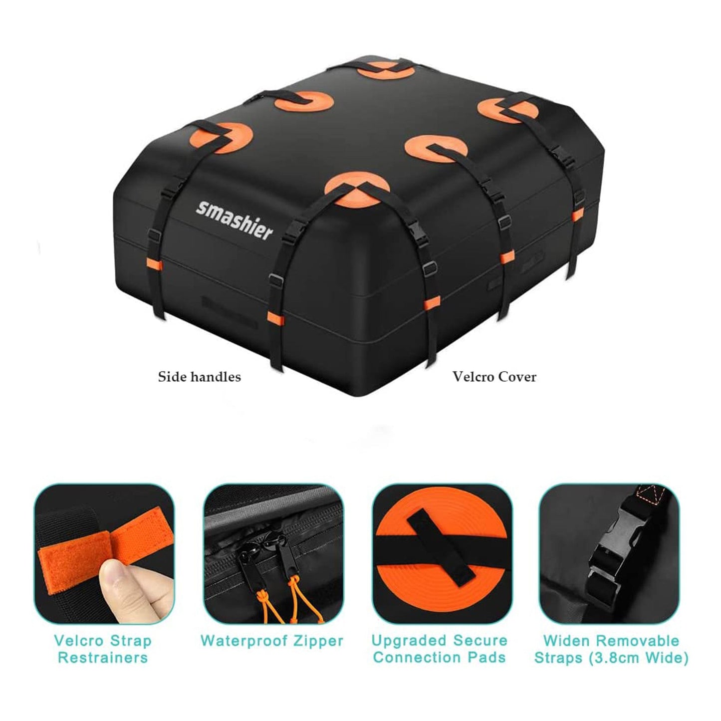 Smashier 15 Cubic Ft Heavy Duty Waterproof Car Rooftop Cargo Carrier Bag, Black