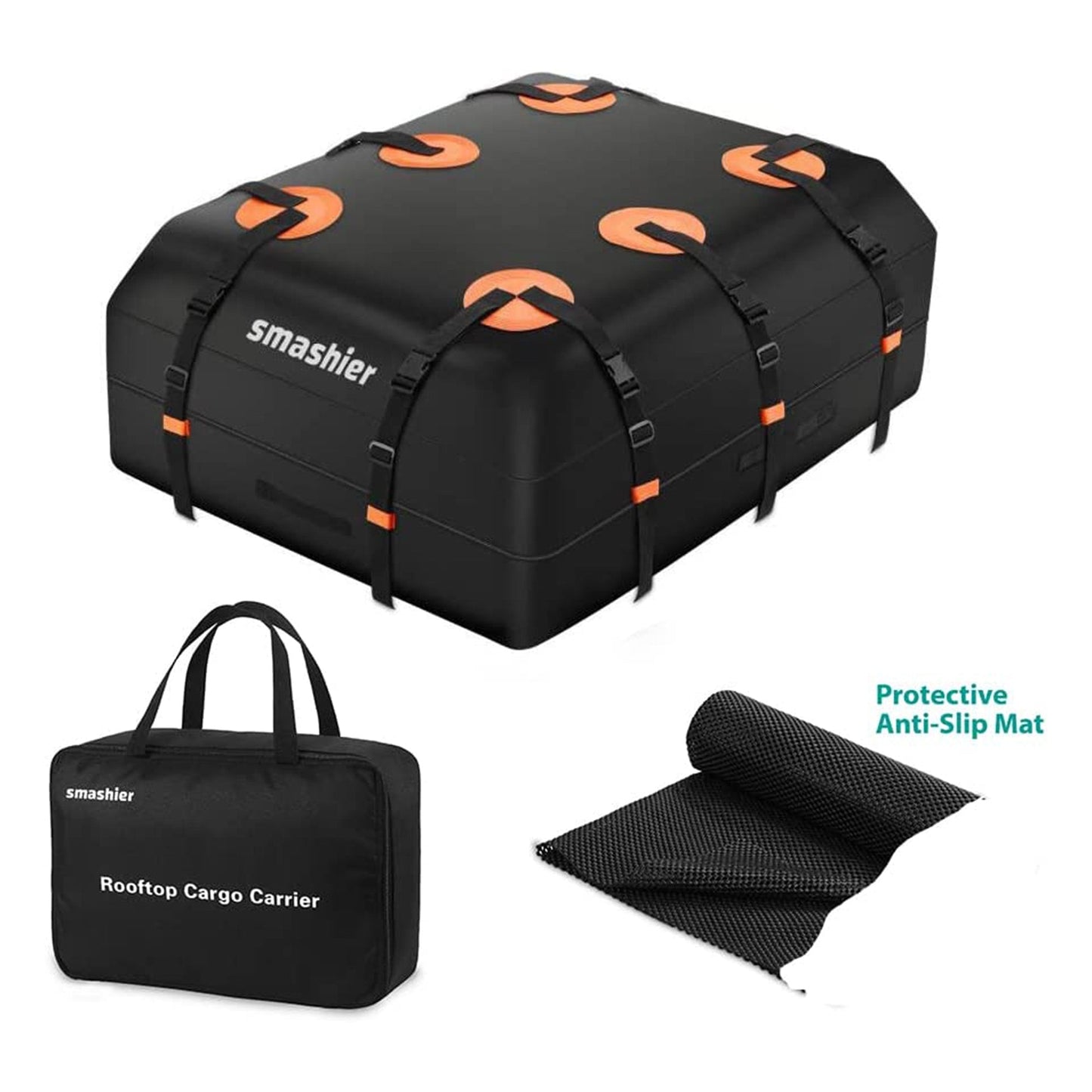 Smashier 15 Cubic Ft Heavy Duty Waterproof Car Rooftop Cargo Carrier Bag, Black