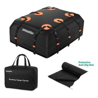 Smashier 15 Cubic Ft Heavy Duty Waterproof Car Rooftop Cargo Carrier Bag, Black