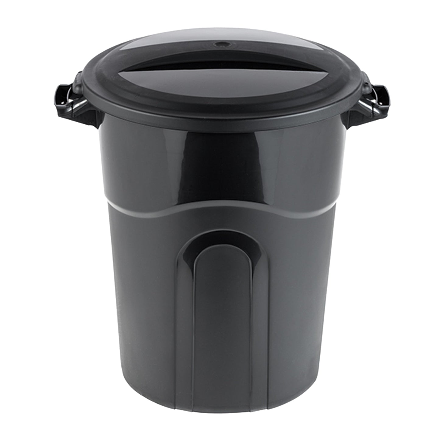 United Solutions 20 Gal Round Waste Container w/ Click Lock Lid, Black (2 Pack)