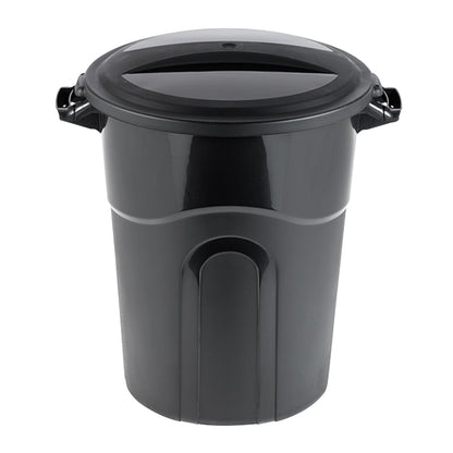 United Solutions 20 Gal Round Waste Container w/ Click Lock Lid, Black (2 Pack)