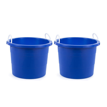 United Solutions 19 Gallon Large Plastic Utility Tub w/ Rope Handle, Blue 2 Pack