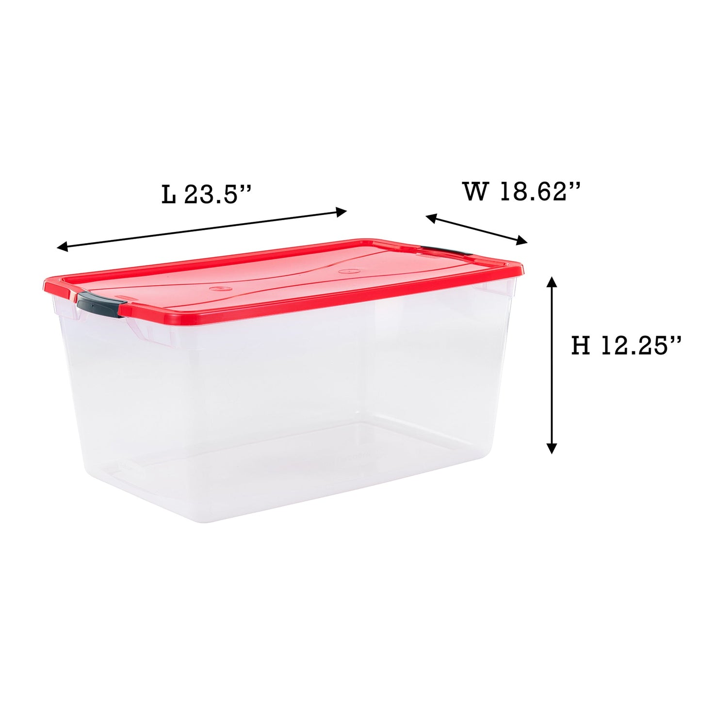 Rubbermaid Cleverstore 18 Gal Plastic Holiday Storage Tote, Clear & Red, 4 Pack