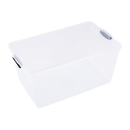 Rubbermaid Cleverstore 18 Gal Plastic Holiday Storage Tote, Clear & Red, 4 Pack