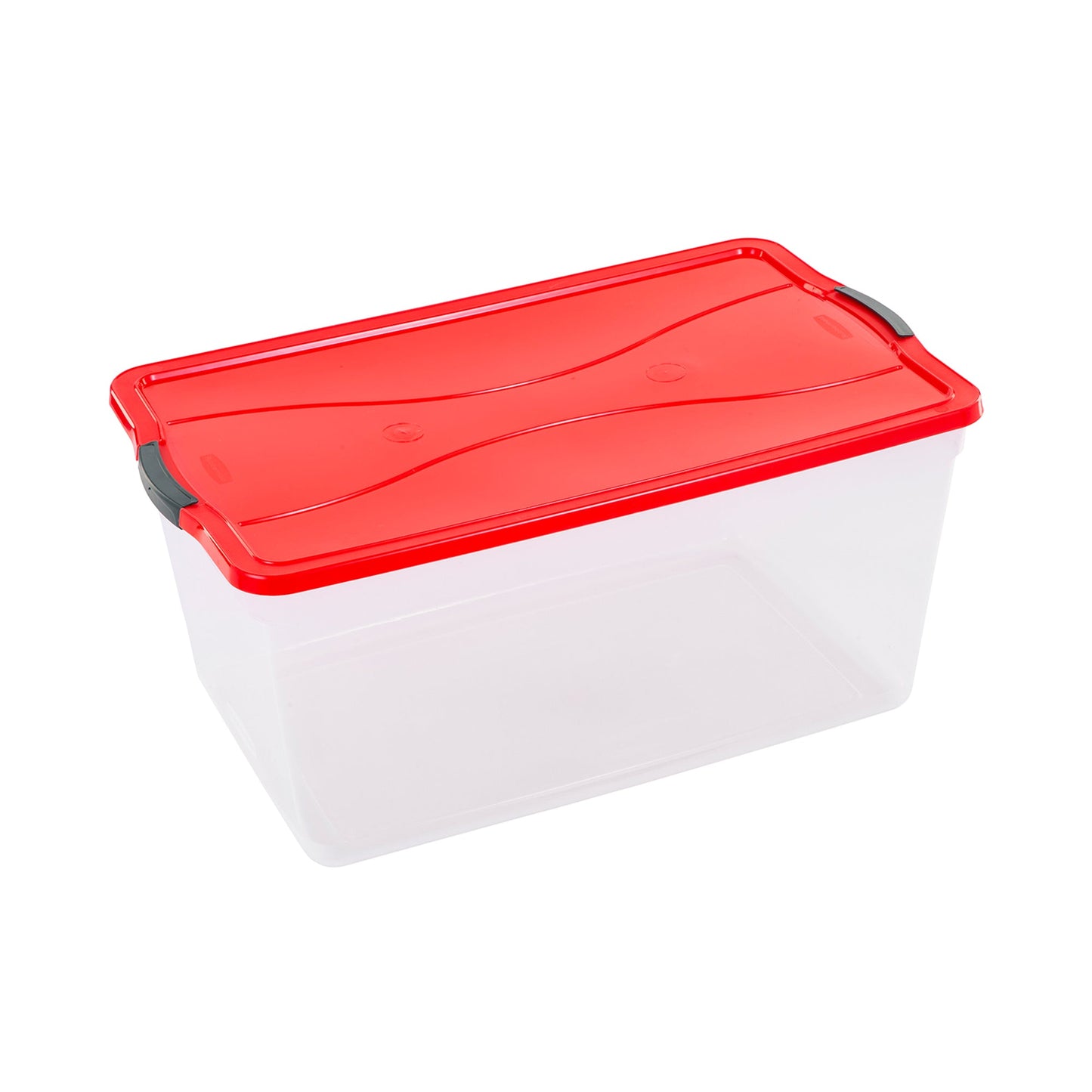 Rubbermaid Cleverstore 18 Gal Plastic Holiday Storage Tote, Clear & Red, 4 Pack