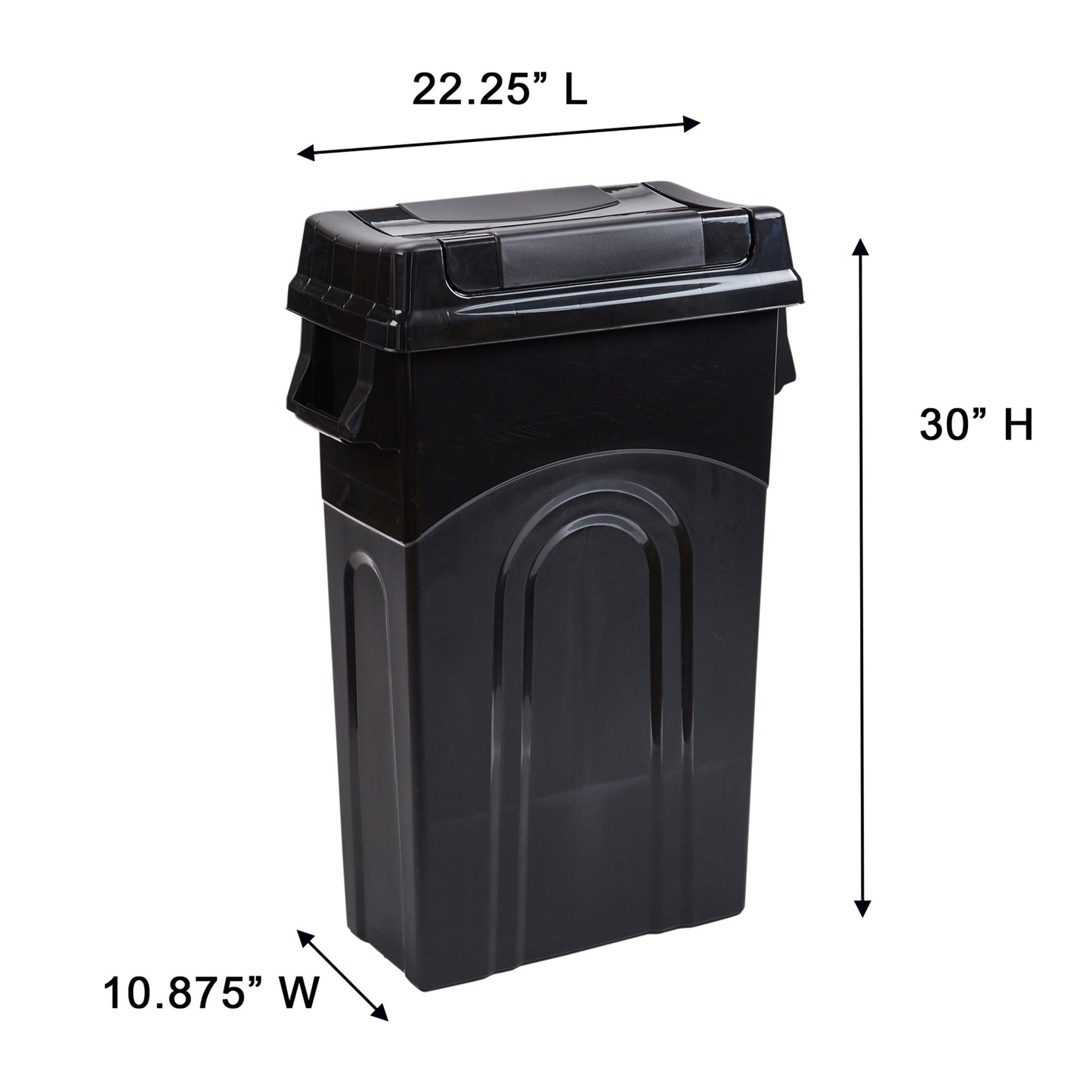 United Solutions 23 Gallon Highboy Kitchen Recycling Bin with Swing Lid, Black