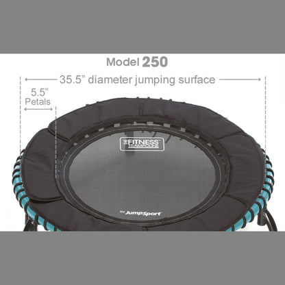 JumpSport 250 Workout Rebounder for Adults, 39" Mini Fitness Trampoline, Teal