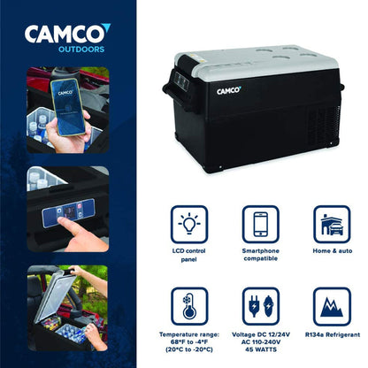 Camco CAM-350 35L Compact Portable Refrigerator/Freezer with LCD Control Panel