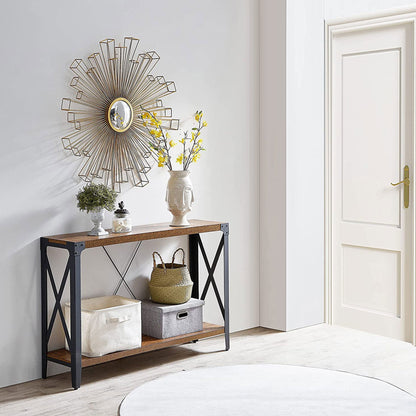OKD 46 Inch 2-Tier Console Sofa Hallway Entryway Accent Table, Barnwood Brown