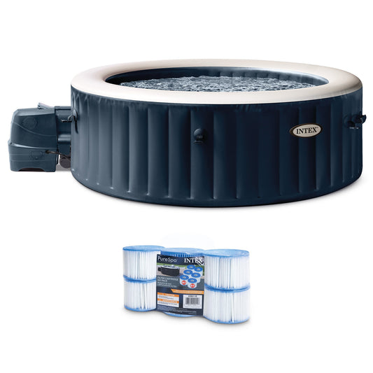Intex PureSpa Plus Portable Inflatable Spa & Type S1 Filter Cartridges (6 Pack)