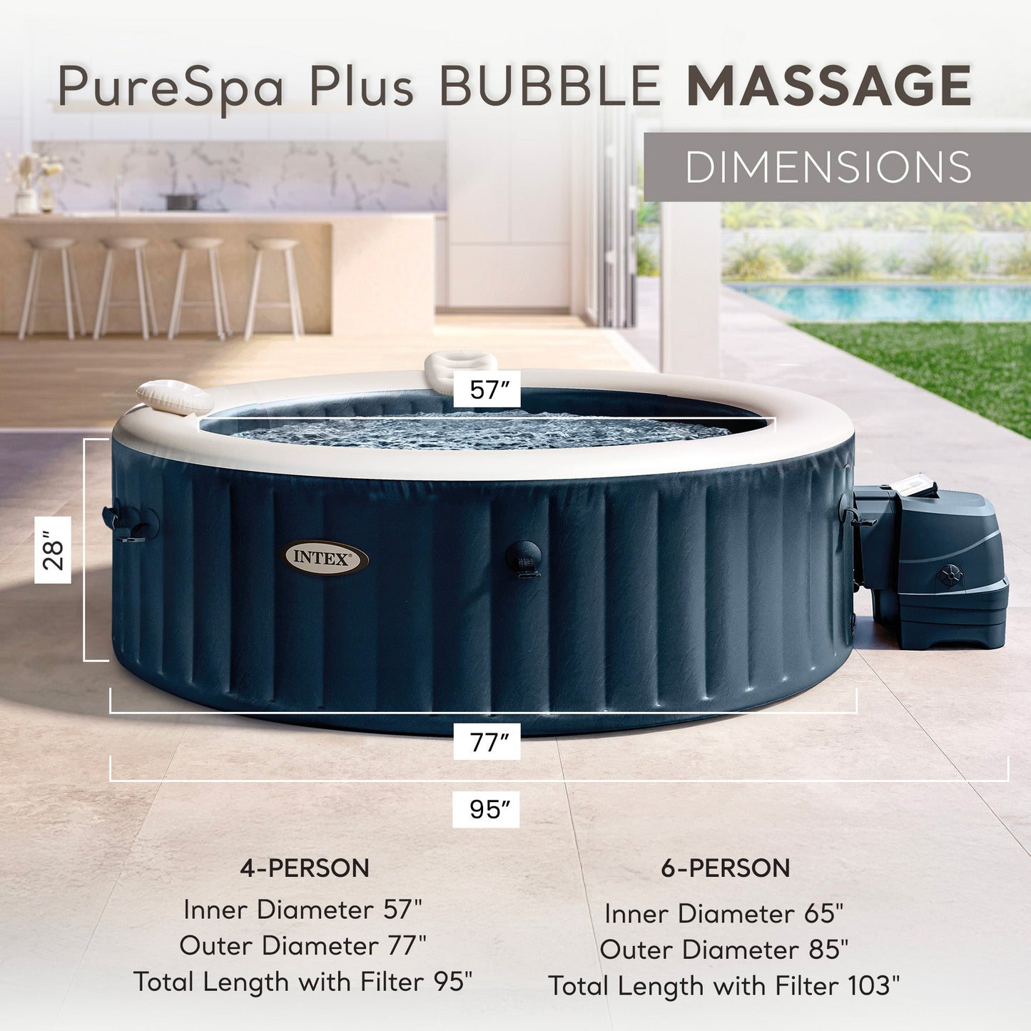 Intex PureSpa Plus Portable Inflatable Hot Tub with Maintenance Kit and 2 Seats