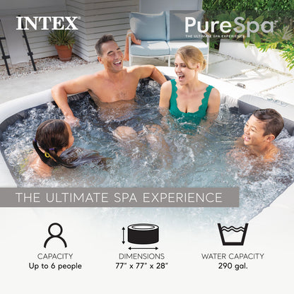 Intex PureSpa Plus Greystone Inflatable Hot Tub, 94x28", with 4 Headrest Pillows