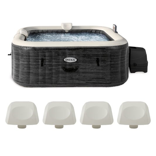 Intex PureSpa Plus Greystone Inflatable Hot Tub, 94x28", with 4 Headrest Pillows