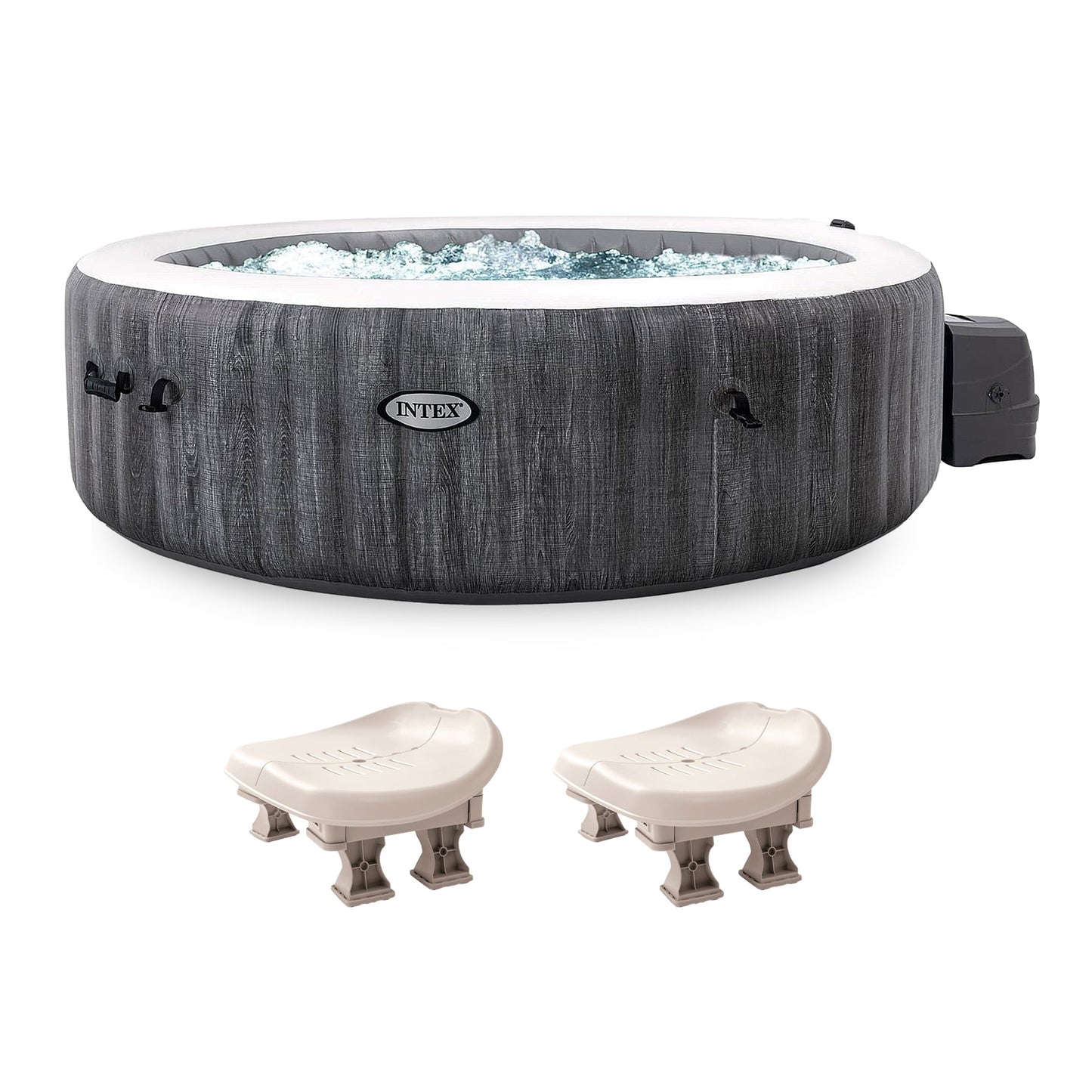 Intex PureSpa Plus Inflatable Bubble Jet Hot Tub with Non-Slip Seats, (2 Pack)