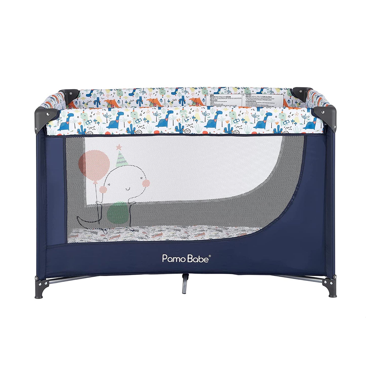 Pamo Babe Portable Enclosed Baby Playpen Crib with Mattress and Carry Bag, Blue