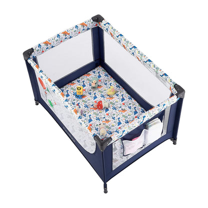 Pamo Babe Portable Enclosed Baby Playpen Crib with Mattress and Carry Bag, Blue