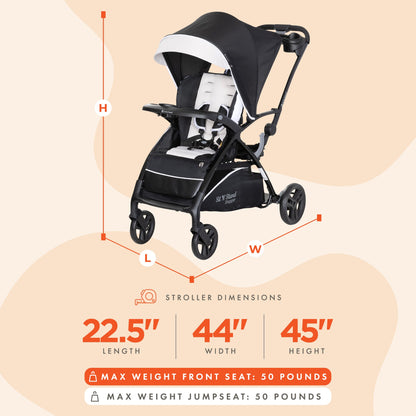 Baby Trend Sit N' Stand 5 in 1 Shopper Stroller w/Canopy & Basket, Modern Khaki