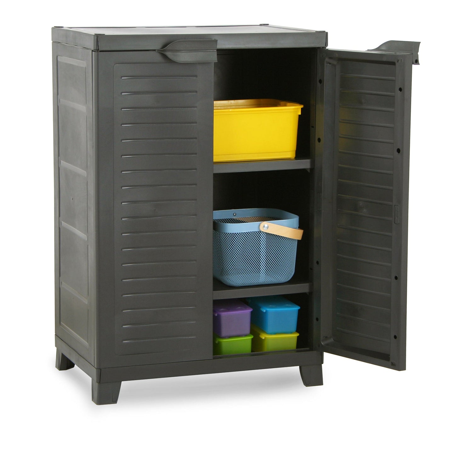 RAM Quality Products ELITE Adjustable 2 Shelf Storage Utility Cabinet, Dark Gray